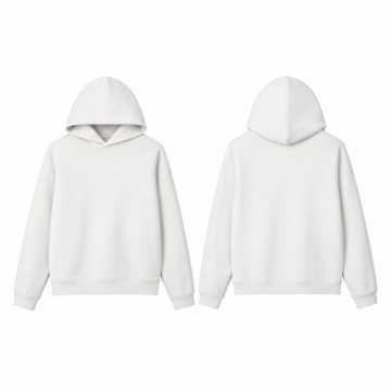 White and Black Solid Pullover Hoodie