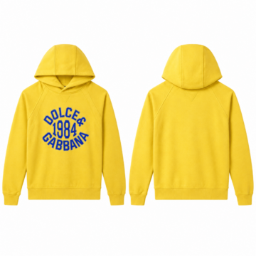 Yellow and Blue Graphic Print Pullover Hoodie