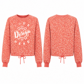 Charcoal Leopard Print Crewneck Sweatshirt with Drawstring Hem