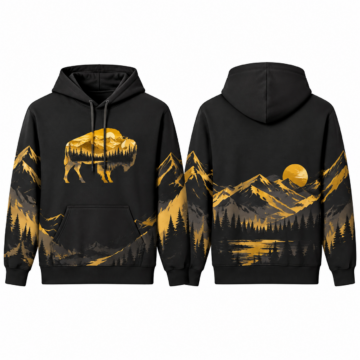 Gold and Black Patterned Pullover Sweater
