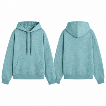 Cyan and Black Heathered Oversized Pullover Hoodie