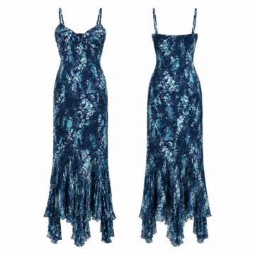 Navy and Turquoise Colorblock A-Line Dress